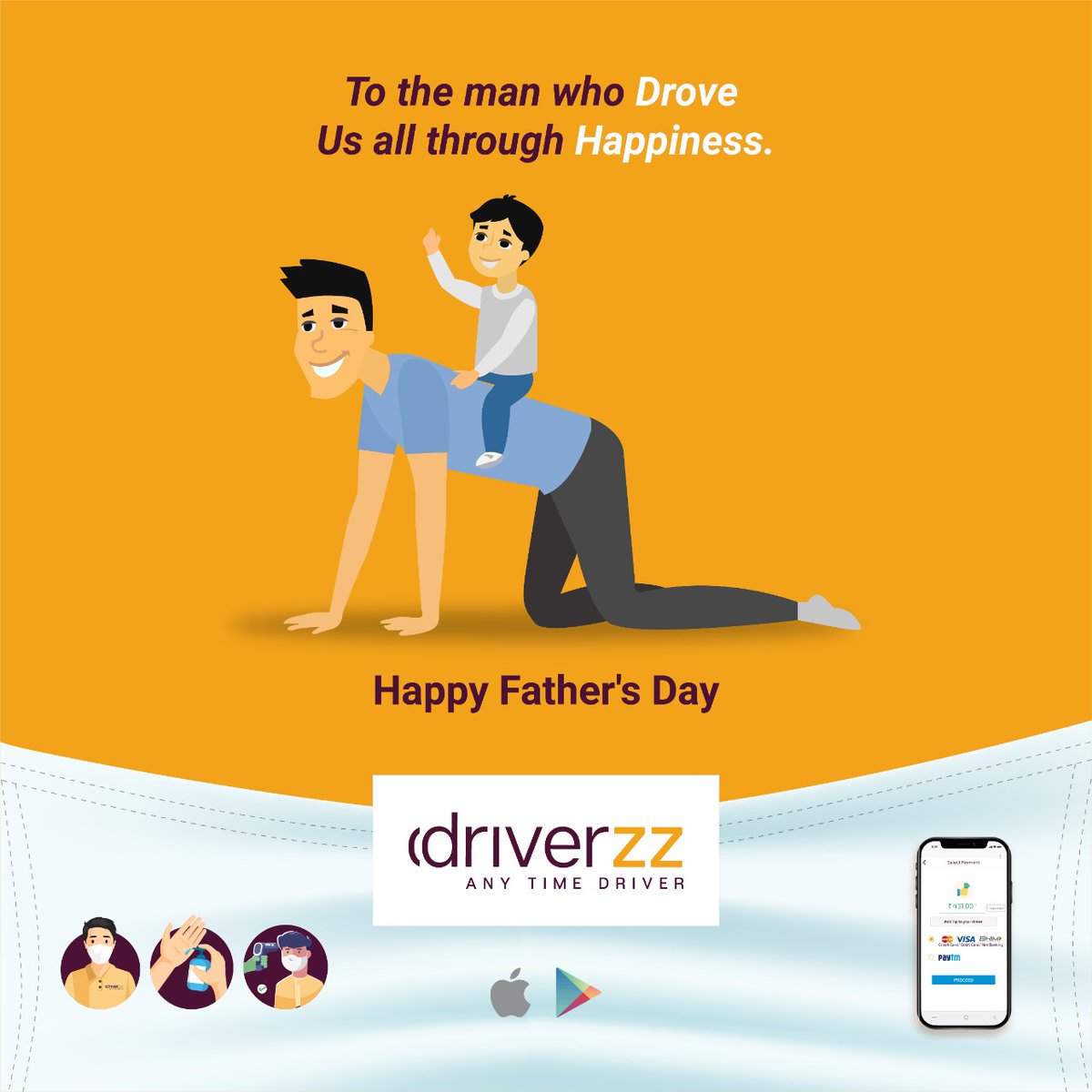 Anytime_driver's tweet photo. Happy Father’s Day!
Take your Father for a Drive, who drove You all through Happiness!!
#Driverzz #AnyTimeDriver #Hyderabad #FathersDay #Dad #Family https://t.co/YLKtX2mOmU