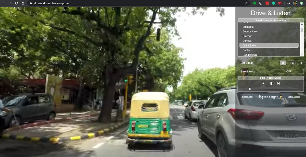 Ricardo Ancona (@wittyguacamole) on Twitter photo Todo el fin de semana he tenido de fondo a
driveandlisten.herokuapp.com
Videos manejando a través de ciudades de todo el mundo + estaciones de radio locales.
(Creo que New Delhi + Hits of Bollywood es mi combinación favorita)
<a href="/erkamsj/">erkam şeker</a> Todo el fin de semana he tenido de fondo a
driveandlisten.herokuapp.com
Videos manejando a través de ciudades de todo el mundo + estaciones de radio locales.
(Creo que New Delhi + Hits of Bollywood es mi combinación favorita)
<a href="/erkamsj/">erkam şeker</a>