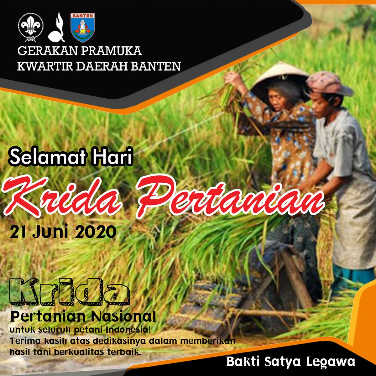 pramukabanten's tweet photo. SELAMAT HARI KRIDA PERTANIAN 21 JUNI 2020 @GerakanPramuka @alambanten @banten_prov @group_kpb https://t.co/m1NkqUkuf2