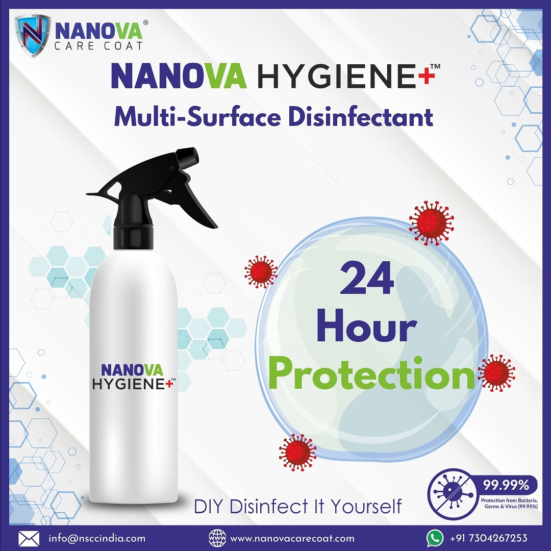 care_coat's tweet photo. A strong, non-toxic surface #disinfectant that stays effective upto 24 hours. It will come in handy when you are in public places.
#nanova #nanovahygiene+ #safetotouch #diy #disinfectityourself https://t.co/aaaaCenFRx