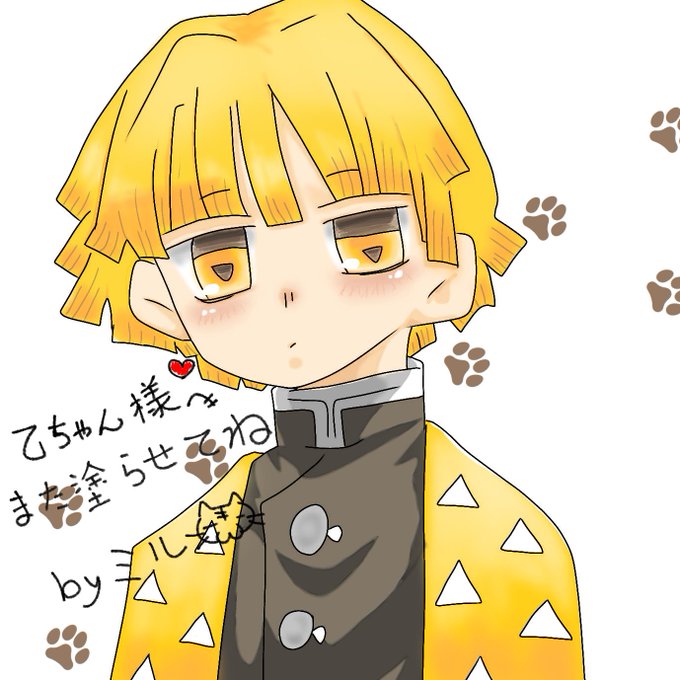 ミルたんᔦ๑° ꒳ °๑ᔨさんがTwitterに投稿した我妻善逸(鬼滅の刃)のイラスト。