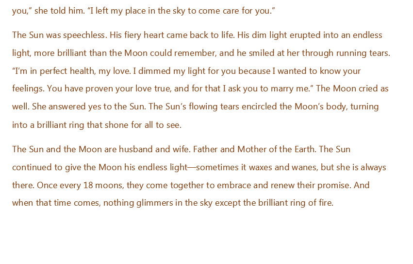 The_Pug_Addict's tweet photo. Here's my contribution piece for #ArcanumDays #SunfireMorning : A mythical Sunfire love story about how the Solar Eclipse (AKA Ring of Fire) came to be.
#thedragonprince #TDP #sunfireelves #sun #moon https://t.co/AdeQVBmL8O