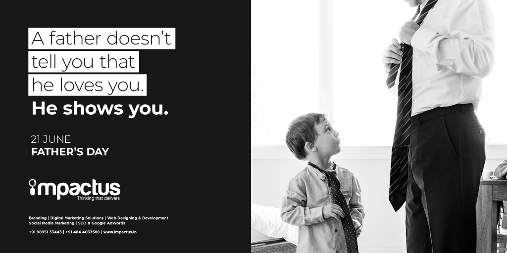 ImpactusM's tweet photo. A father's love cannot be bound in words. The love for his children may not be apparent but look closely and you will see that every step of his oozes fatherly love.
Visit : https://t.co/x86yzNKpoQ
#Happy_Fathers_Day #BrandingAgency #DigitalMarketingAgency #SocialMediaMarketing https://t.co/1BzH7xsmmT