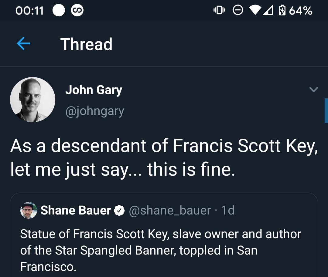 my family is descended from the key family& #39;s slaves and this tweet hit me like an entire ton of bricks in the chest