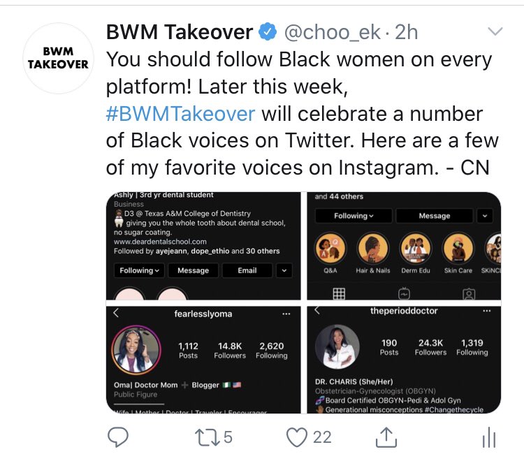 choo_ek's tweet photo. Here are a more highlights ... folks can revisit the whole thing via #BWMTakeover. I’m hanging on to the banner for a bit - @LashNolen designed it and it’s badass https://t.co/s14gE2YWC4