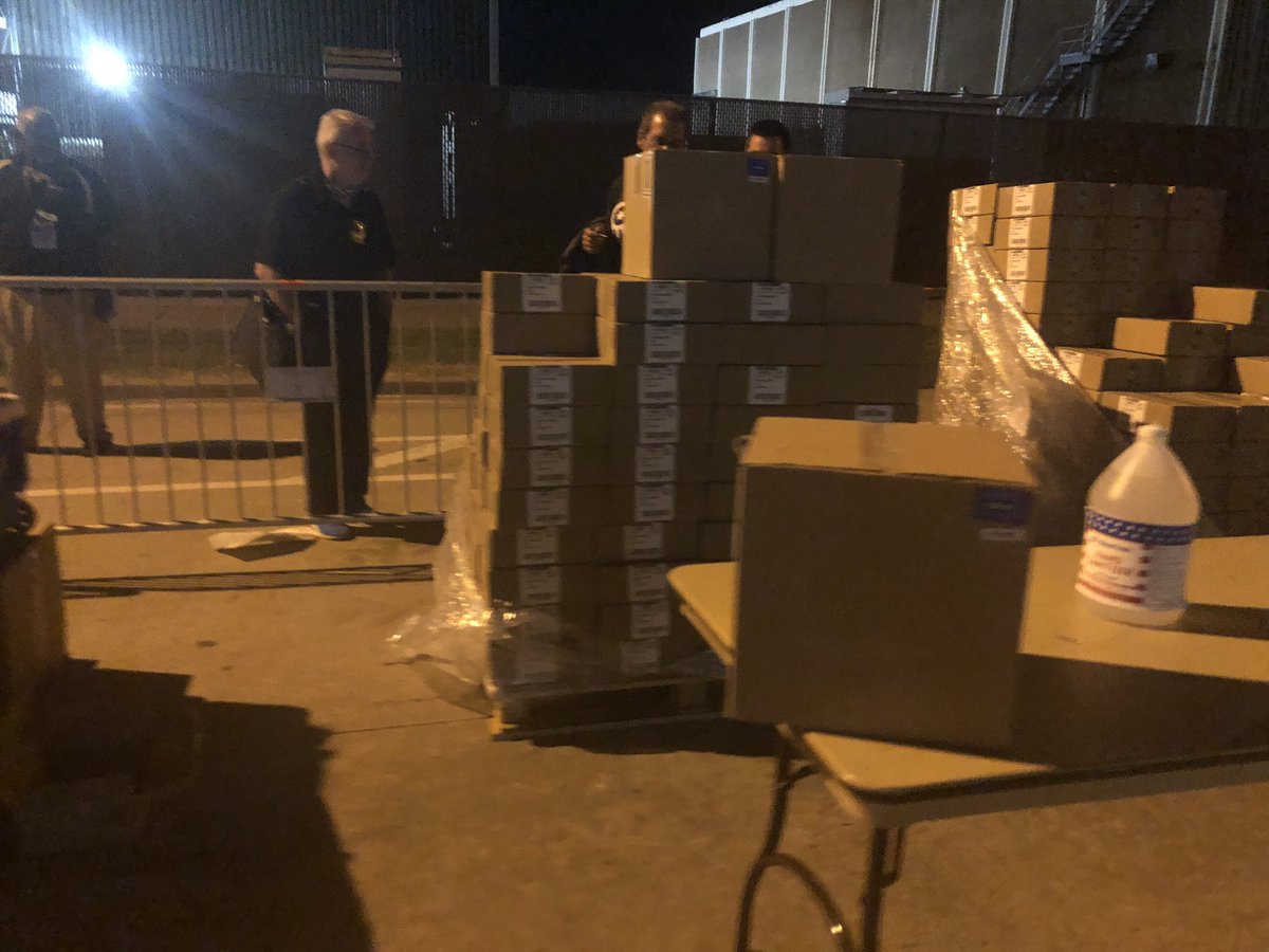 So update: When I left a while ago the cases of Hand Sanitizer at the BOK center outside of the Trump rally in Tulsa was still around in big supply. I was told they had so much extra that several police officers/NG took a case. I saw several supporters grab a box too.