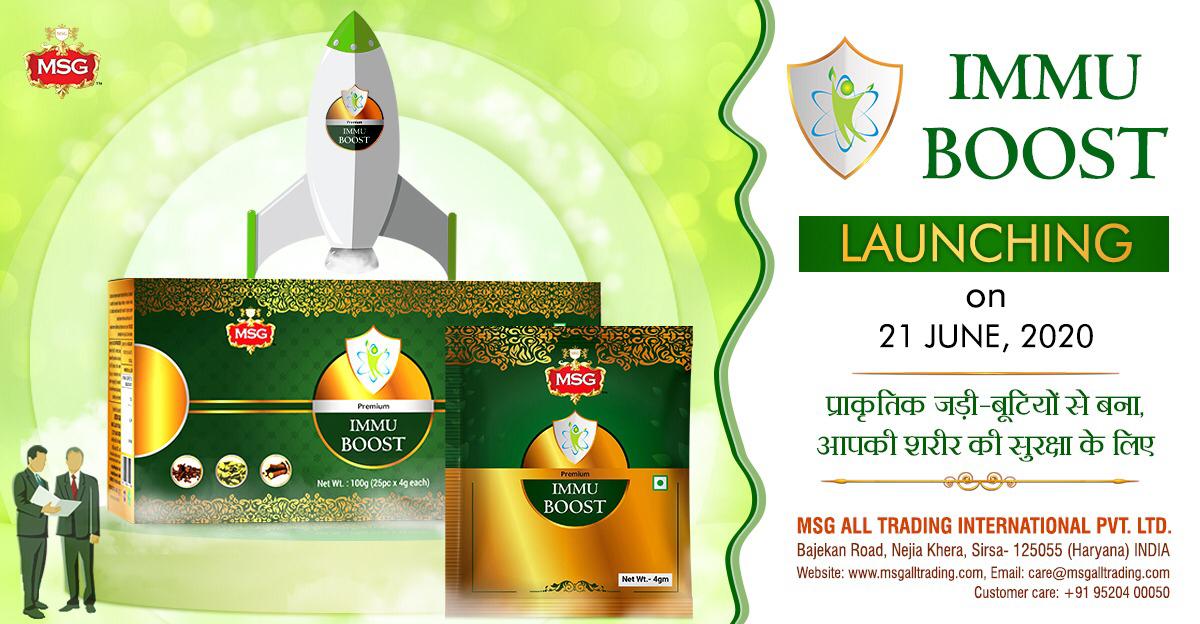 MSGAllTrading's tweet photo. We are pleased to announce the official launch of our much awaited product #MSGImmuBoost. MSG Immu Boost empowers your immunity and helps to fight 99.9% bacteria &amp; virus. Let's win this war with strong Immunity.
#MSGAllTrading #ImmunityBooster https://t.co/d3ZPuJDG3m