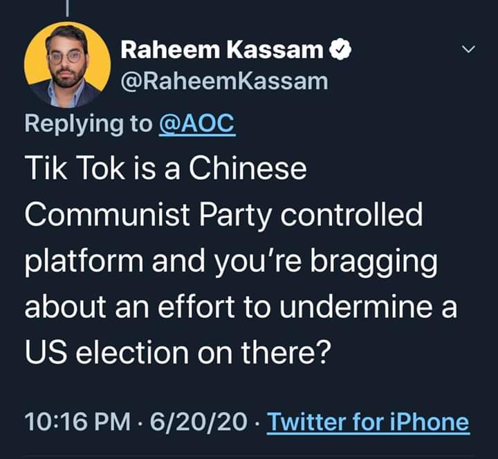 So does that mean  @AOC was involved in a coordinated effort to disrupt a political campaign? @realDonaldTrump  https://twitter.com/AOC/status/1274499021625794565