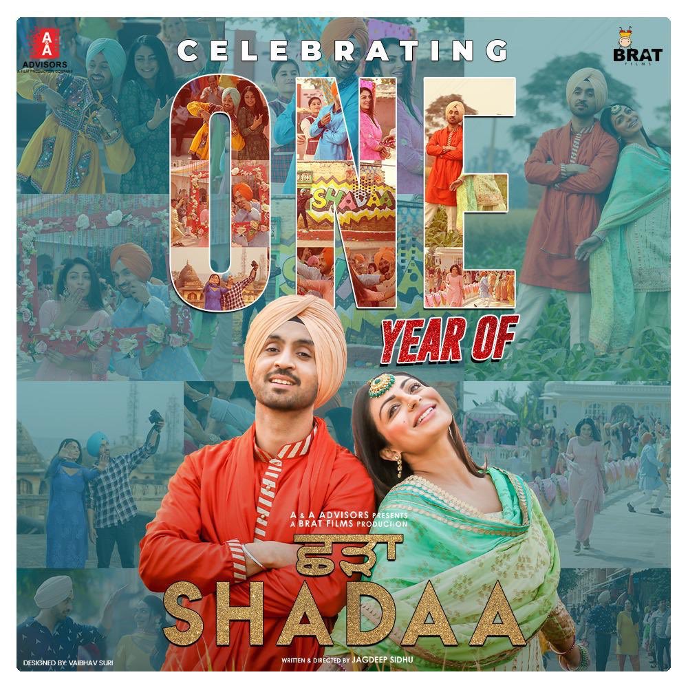SinghAnurag79's tweet photo. Celebrating 1 year of Shadaa!!! Thanks for all the love,appreciation and joy u hv given us!stay safe and see you all again in cinemas soon!!
@diljitdosanjh
@neerubajwa
#JagdeepSidhu
@atulbhalla1978
#AmitBhalla
@TheAmanGill
@PawanGill
#AandAAdvisors
@brat_films https://t.co/48q6VWe2fP