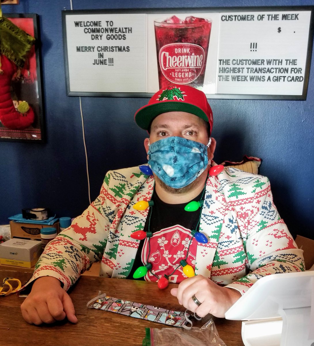 LlcSupplier's tweet photo. We visited @CWdrygoods today &amp; dropped off Christmas themed face masks for their #ChristmasInJune event. #NightmareBeforeChristmas on one side &amp; Santa in his sleigh on the other side. This mask will be on our website soon:
https://t.co/3brrTFyrm3
#facemasks #funfacemasks #covid19 https://t.co/DYkggd9sYg
