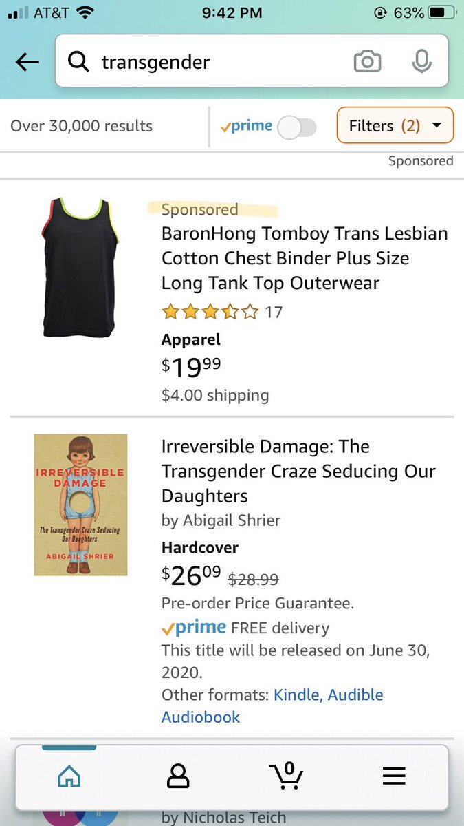 “Irreversible Damage” appears as the first *organic* search result—an indication of the book’s popularity/demand. Publishers use Amazon Advertising Services to bid for top placement in search results, but Amazon has blocked us from doing so for ”Irreversible Damage.”