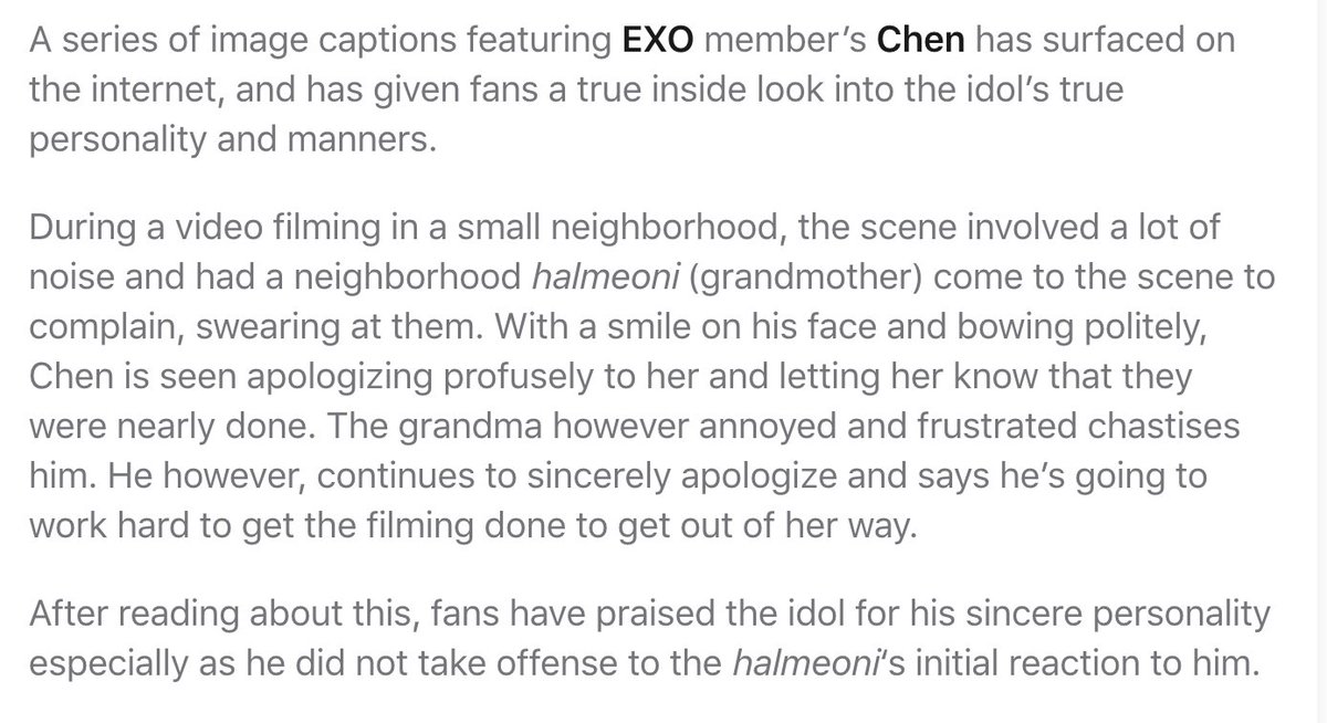 There was a time an old lady complained about noise during filming even cursing the staff, but Jongdae handled the situation well and apologized sincerely  #첸_항상_응원할게  #종대  #첸  #CHEN  https://www.koreaboo.com/news/exo-ls-shocked-after-chens-true-personality-revealed-in-confrontation-with-an-elderly-grandma/