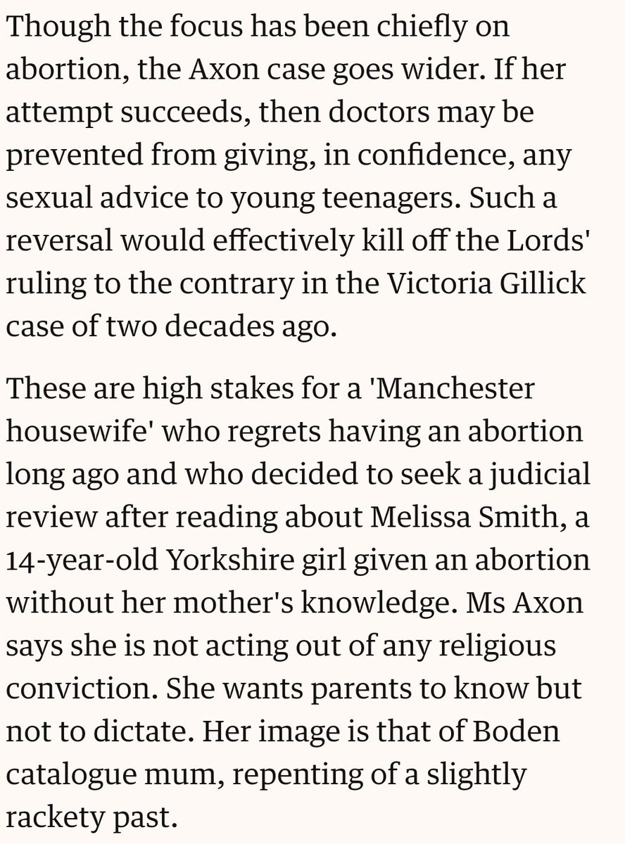 Conrathe acted in the Axon case arguing that under 16s cannot consent to an abortion without their parents' knowledge.