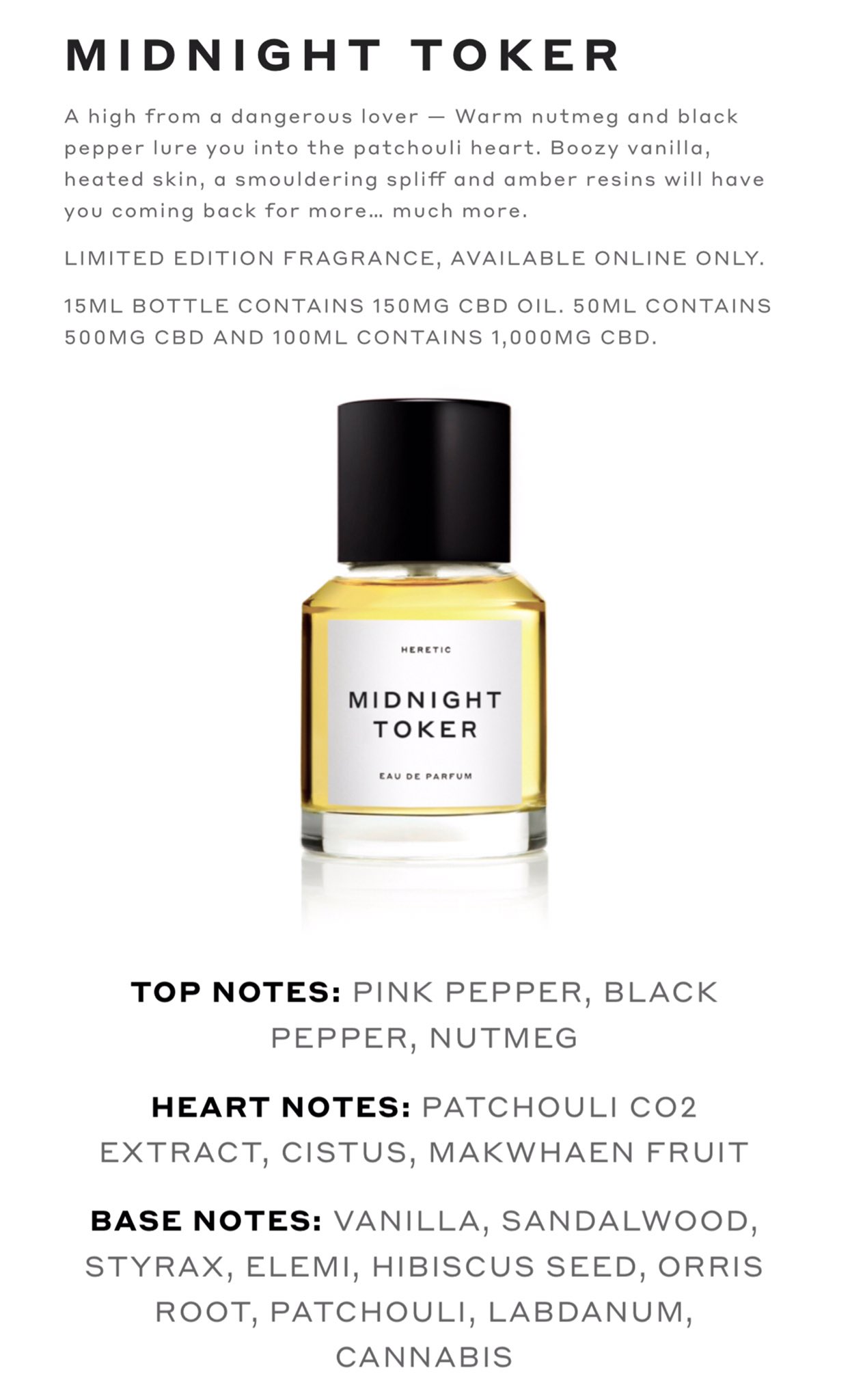 Uzivatel 吉井 Na Twitteru マリファナ煙草の匂いを再現した香水なんだろうけどこのスモーキーなバニラの甘さとあの匂いはちょっと違うかな と思う Hereticにはもう一本cbd入り香水あるけど Dirty Glass あれは健全な昼間の草原的な匂いだったので 夜っぽい危険な