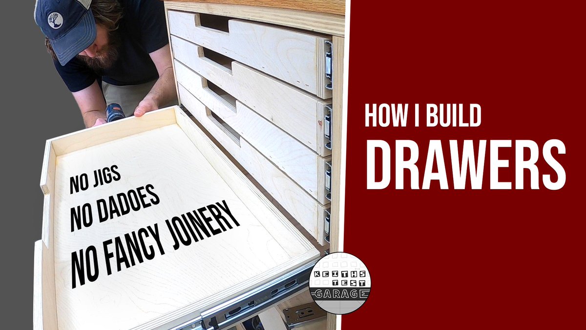 keith204's tweet photo. If you fear drawer slides as I once did, I recorded this video for you. 
.
Wicked Fast Shop Drawers (Offsets, Staples &amp; Butt Joints) https://t.co/z7pjvglPyM
.
.
#workshop #shophacks #organization #getorganized. https://t.co/z9k58YqaVs