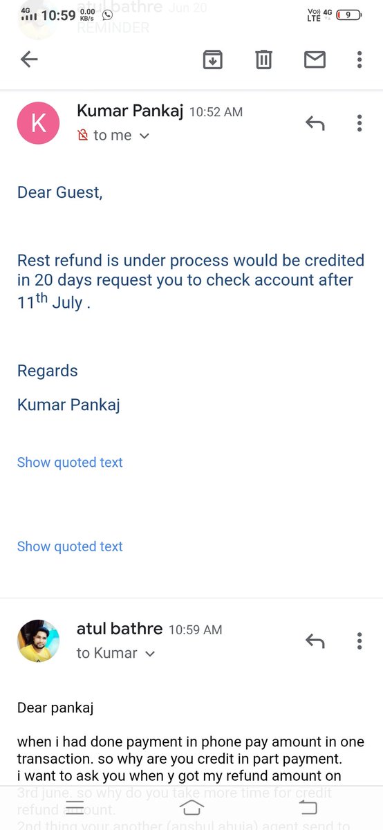 bathre_atul's tweet photo. @makemytripcare Your agent send mail now . he said that wait till 11th july for remaining amount. 
all of you joking with your customers?? https://t.co/B829r1tkve
