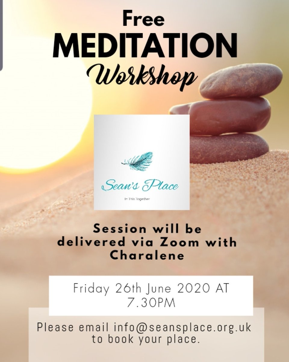 To celebrate the end of #mensmentalhealthweek we wanted to give something special to any men in need of some time to relax and unwind. Join us for a free meditation class, you do not need to be a member of Sean's Place to take part, simply email us to book your place.