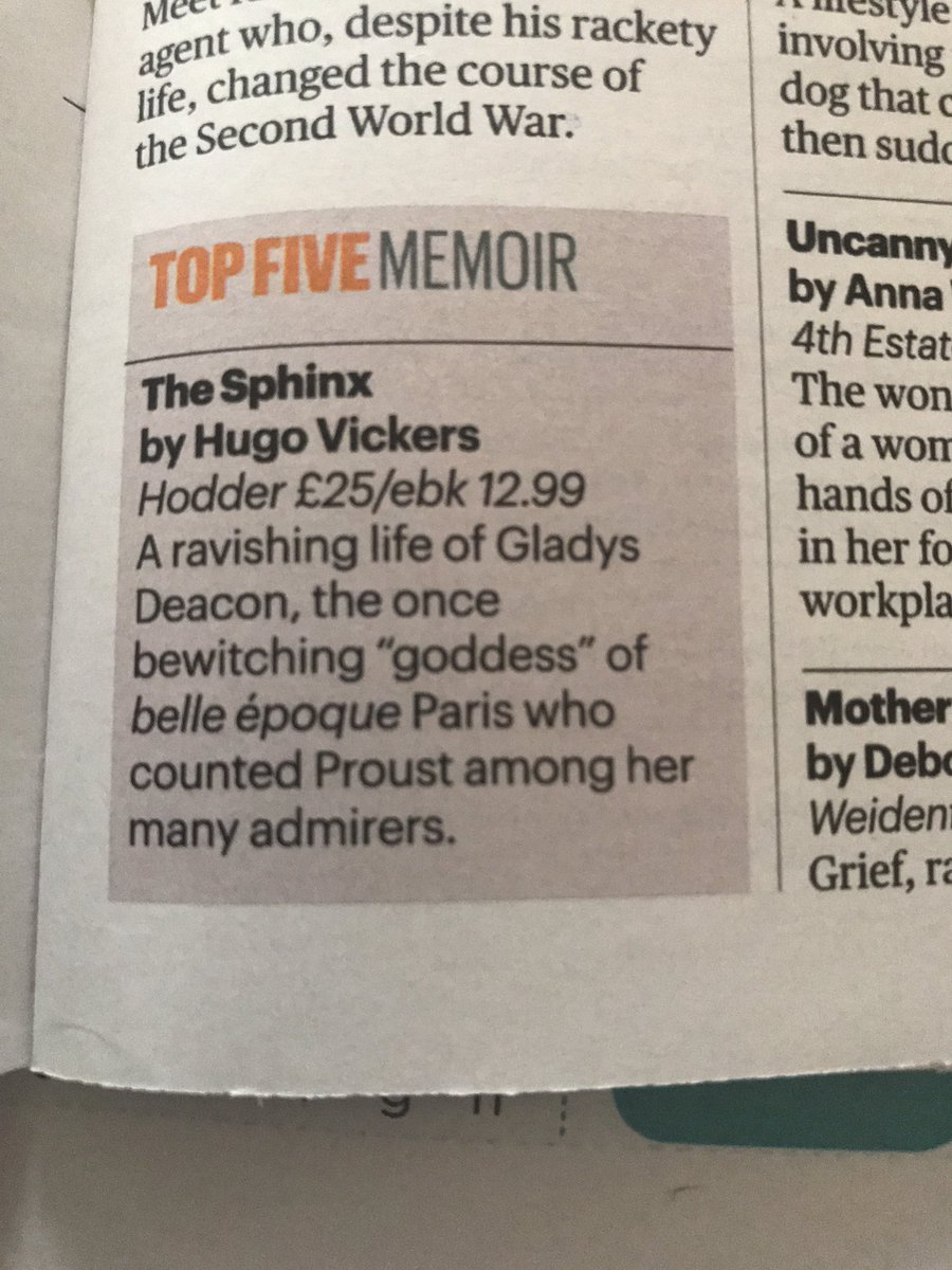 👏👏 ST Top 5.  So proud.  <a href="/hugovickers/">Hugo Vickers</a> <a href="/Karengeary/">Karen Geary</a> <a href="/HodderBooks/">Hodder & Stoughton (no longer active)</a>