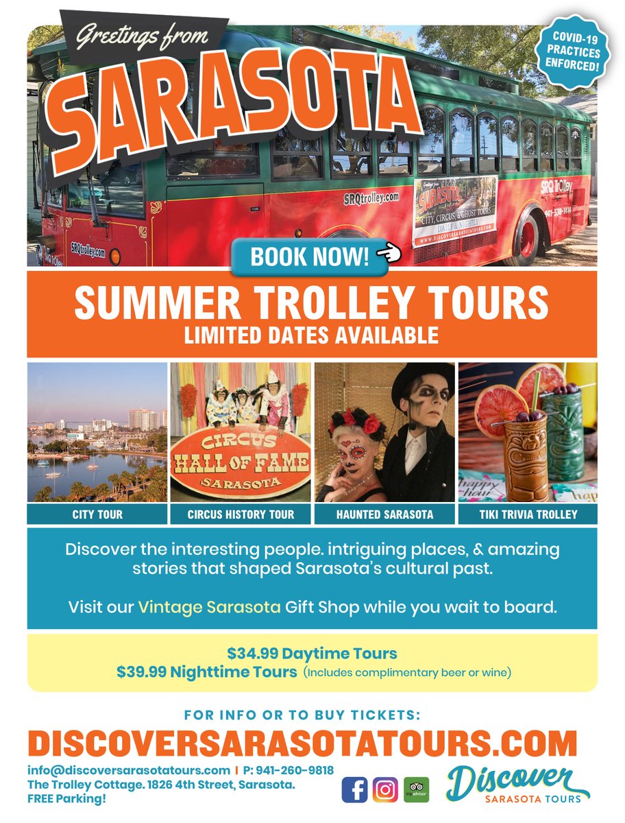 WickerInn's tweet image. Discover Sarasota Trolley Tours Re-Opening
Tours Set To Resume At The End Of June