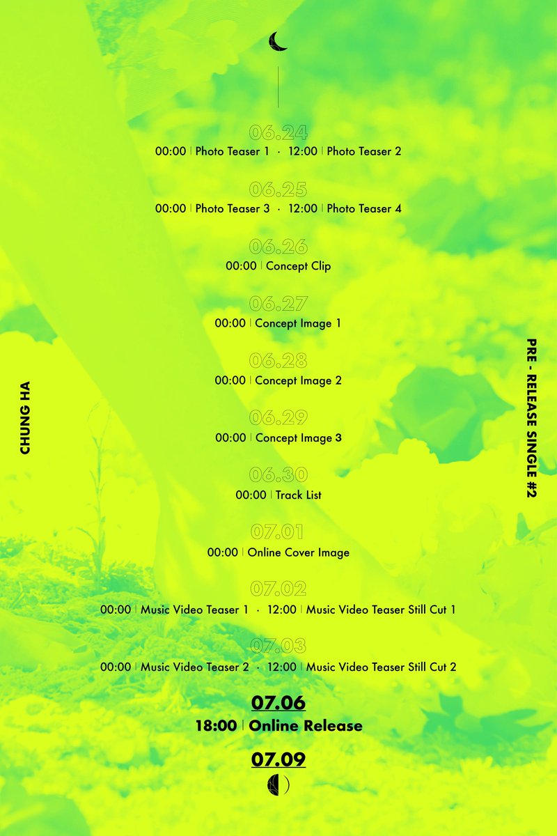 CHUNG HA Pre-Release Single #2

Timetable
2020. 07. 06. 6PM (KST)

#청하 #CHUNGHA