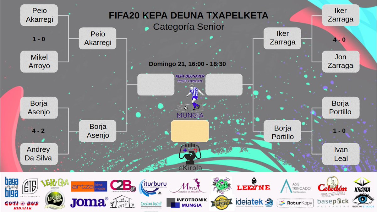 eKirola's tweet photo. Última recta del #FIFA20 #KepaDeuna Txapelketa!! ⚽️🎮Disfruta de una fase final con comentaristas, llena de sorteos y premios de la mano del comercio local de #Mungia, en: https://t.co/0WY0SY3L6E (Domingo 21, de 16:00-18:30), ¿te lo vas a perder? 😀🥳 #eSports #sartutabeitxu https://t.co/BHss1tZtPV