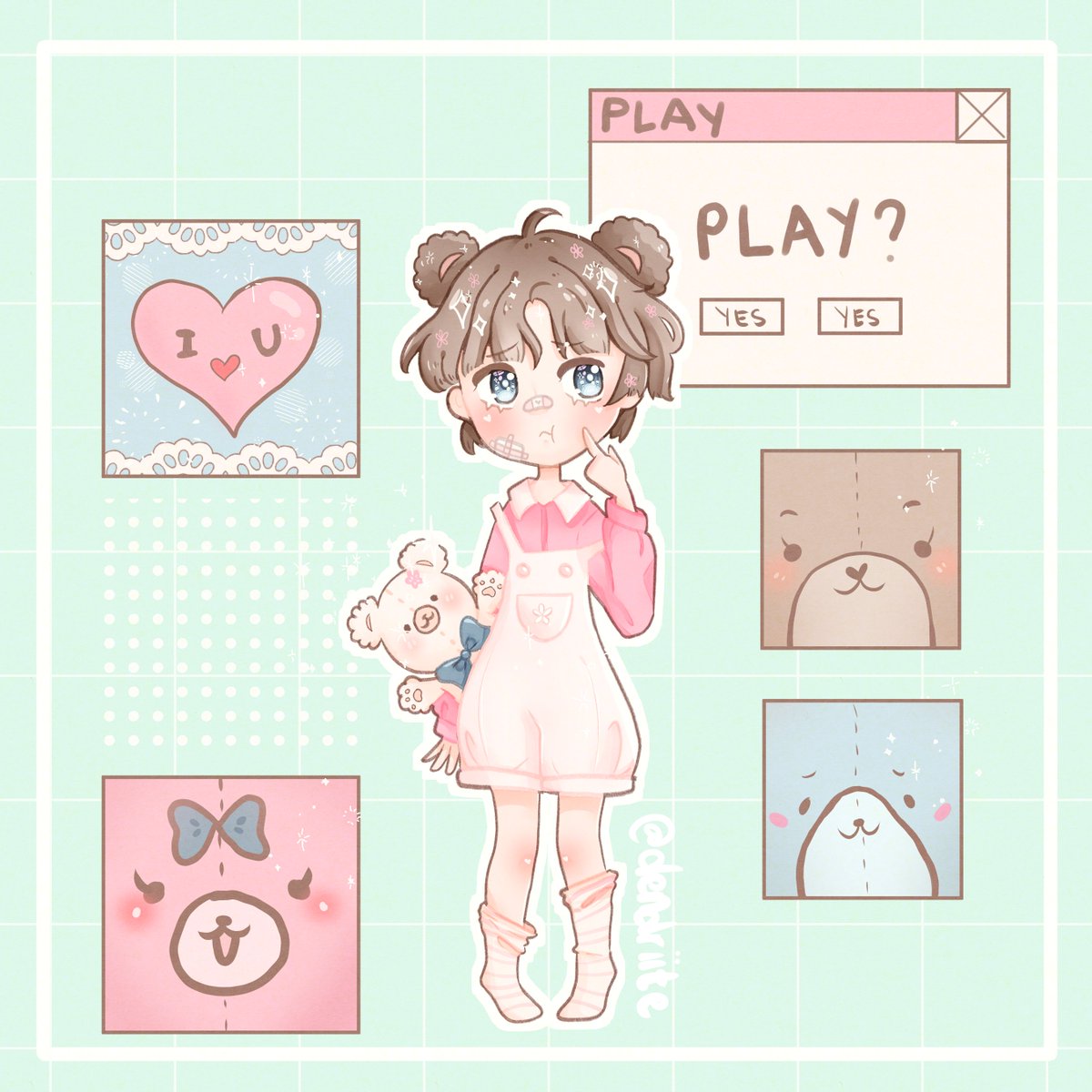dendriite's tweet photo. A qt dtiys I did over on insta~ it's really really pink and bright lmao and also pls ignore how the stuffed toys in the  background look like they were drawn by a 3 yr old thanks

#dtiys https://t.co/Ku0Cg3dSvx
