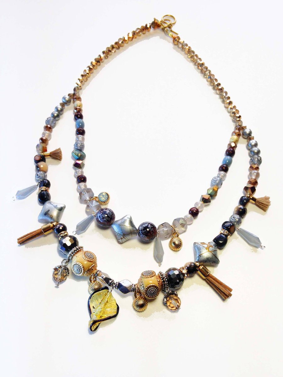 hvaradhan's tweet photo. Beaded necklace with beads https://t.co/y74yU2hiJ6 via @EtsySocial #beaded necklace #metal beaded ncklace #Tworownecklace #bluegreybeads https://t.co/XxctfOvy5V