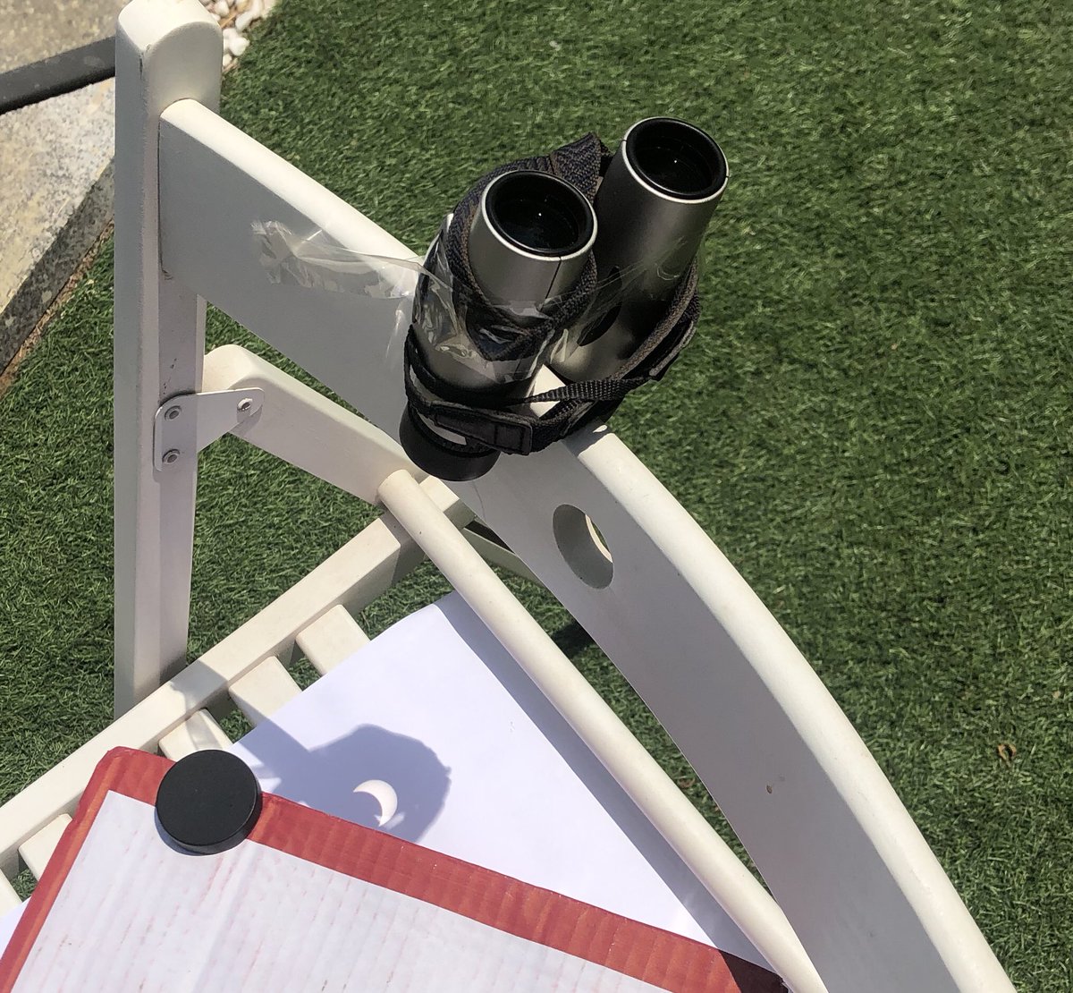 JESSScienceDept's tweet photo. Partial solar eclipse today. DO NOT look at the Sun! Use a pinhole camera or angle binoculars onto paper #JESSreallife https://t.co/gVJjzTTx6R