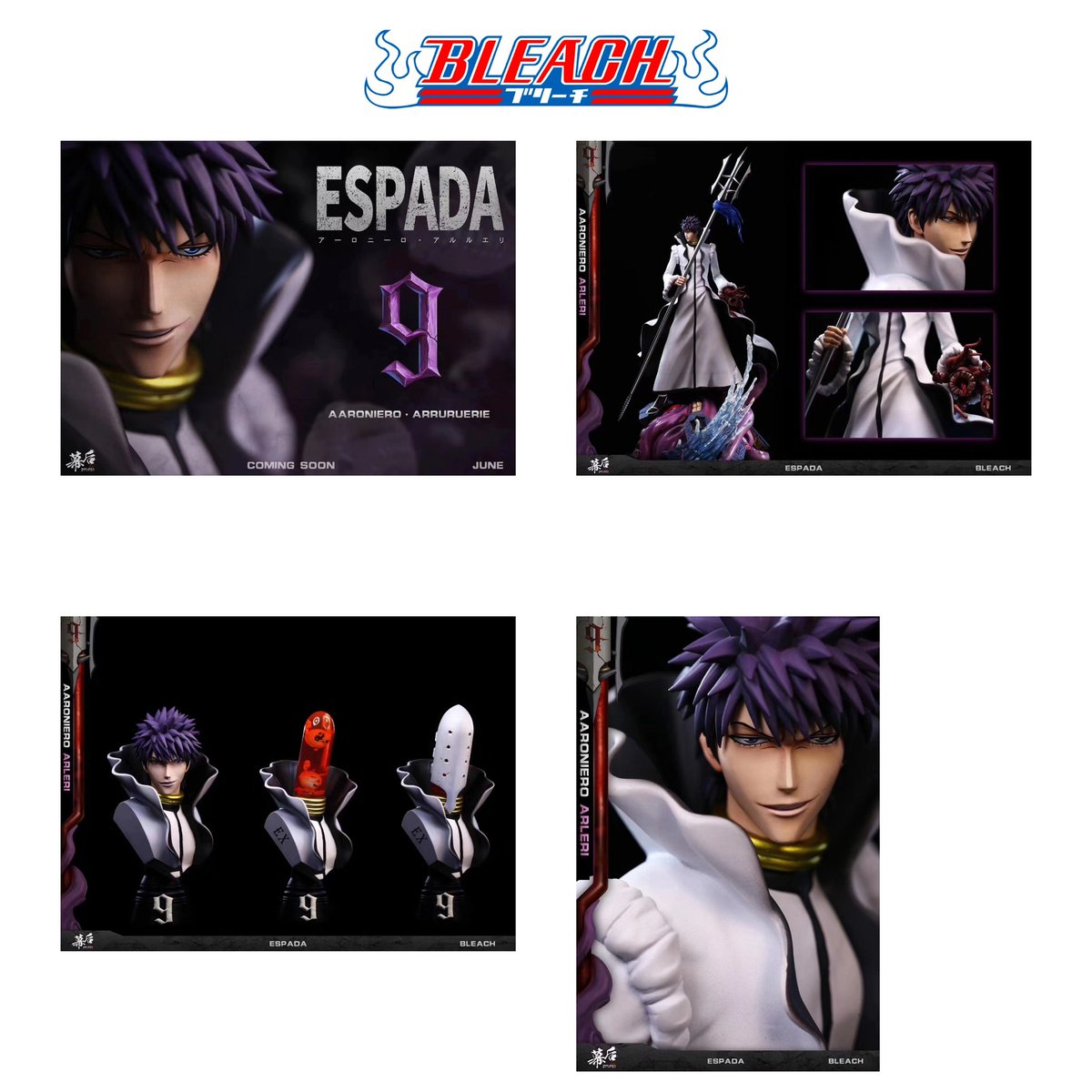 MundoKame's tweet photo. #MHStudio – Aaroniero Arruruerie (Normal y EX)
- Medidas 1/6: 52 cm, 28 cm, 28 cm
- 1/8: 41 cm, 27.5 cm, 24 cm
- Lanzamiento: Q4 2020
- Nota: versión EX viene con cabezas intercambiables
- PO abierto!
- Enlace: https://t.co/eCwV5jcqqR
#Bleach #AaronieroArruruerie #BleachForever https://t.co/AHD2AUIaOW