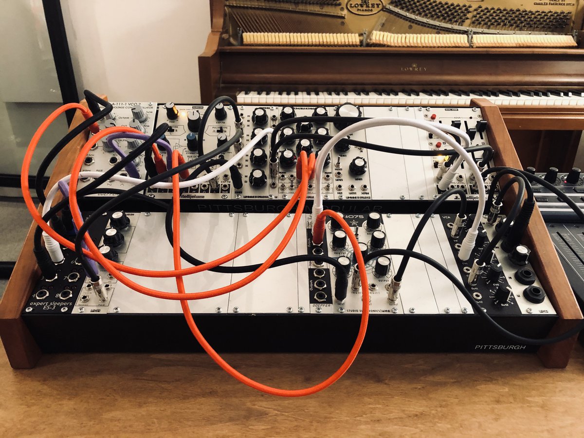 I love synths. This is my Eurorack modular. It's not huge, but it can do some crazy things, especially in combination with software.