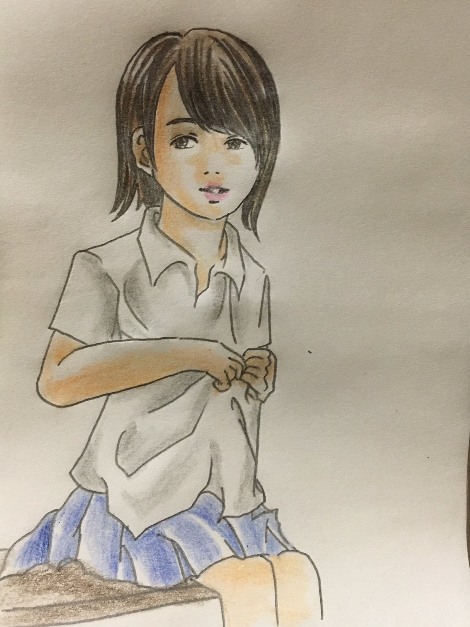 ノブユキ 女学生イラスト 制服 イラスト 絵描きさんと繫がりたい 美人画 ツイッターで楽しむ展覧会 夏服 女の子イラスト アナログ絵描きさんと繋がりたい T Co Mb7nanbchp Twitter