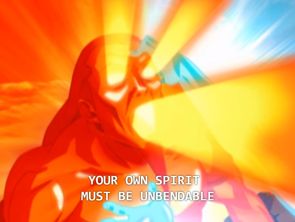 Inget scene ini?Firelord Ozai gak lemah. Bahkan dia hampir ngalahin Aang. BUT, yang bikin Aang menang adalah karena dia menguasai core spirits di atas. Sehingga spiritnya dia "unbendable".Cool things to note, ini mirip bgt sama quotenya Nietzsche.