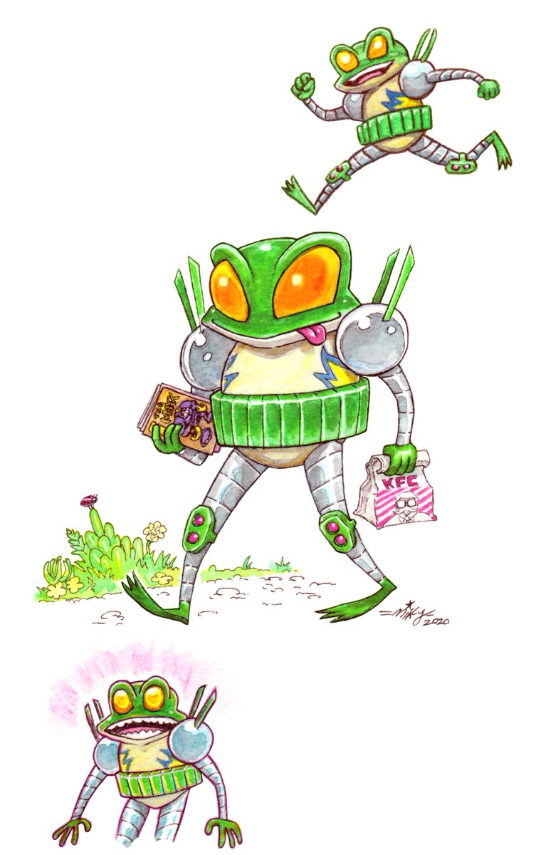 OriginalMikeyTC's tweet photo. @EthanVanSciver Water color chibi cyberfrog for children book samples. https://t.co/3XBYAifAFY