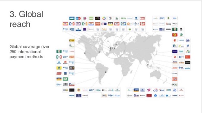 Adyen’s origins in EU where payments is more fragmented necessitated its need to accept a wide range of payment methods. It also took a full stack approach and gained a direct acquiring license in EU and subsequently many other key int’l markets to enable an end-to-end offering