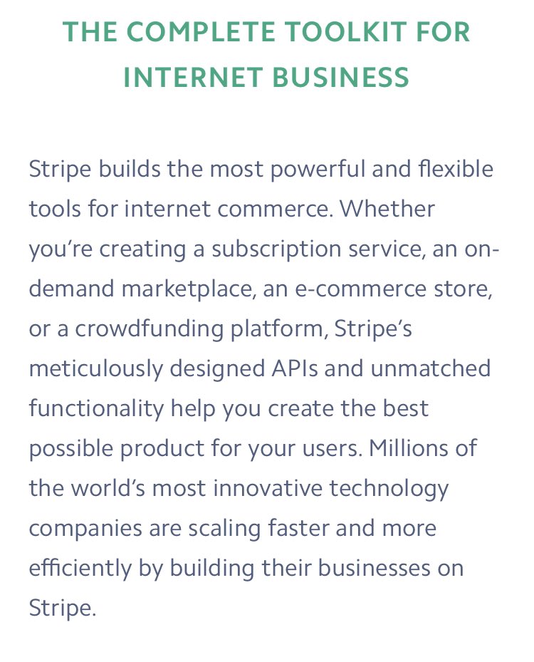 Therefore, while Stripe leads with payments (gateway), it goes to market as “the complete toolkit for internet businesses” and has branched into a wider offering of products to help its predominantly SMB customers, including Atlas, Capital, Sigma, Corp Cards, etc (gateway plus)