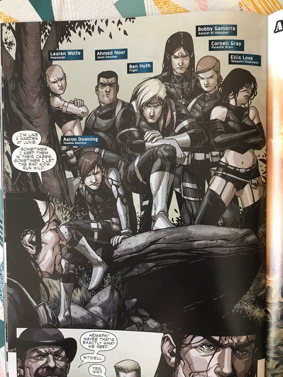 Great issue and another good launch to a new story arc.Using the UN hearing as a framing device to jump the story forward works beautifully, and damn, Hickman knows panels like this one of The Black Team, just leave me desperately wanting to know more about them all.