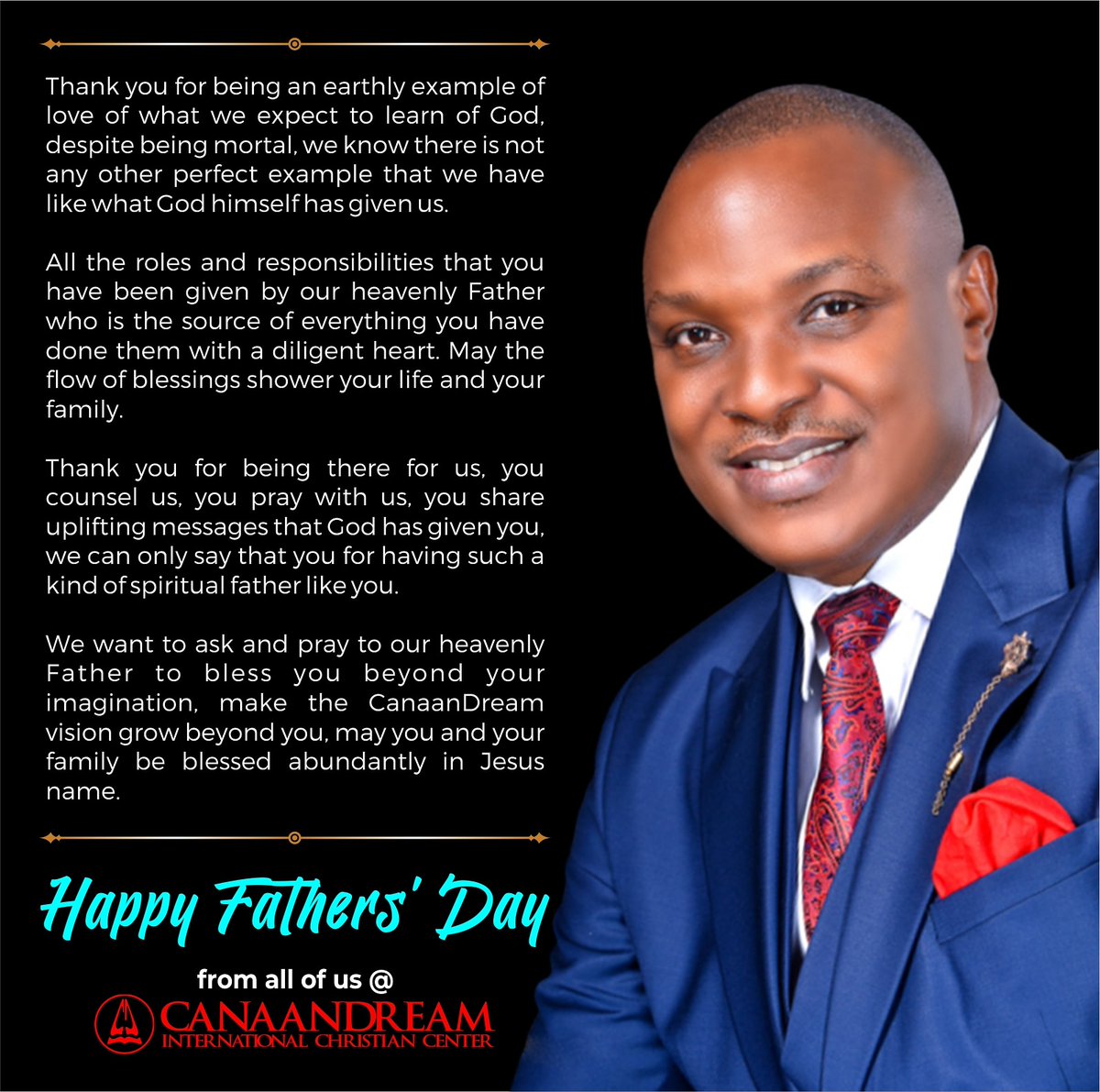 canaandreamicc's tweet photo. #HappyFathersDay @davidabidoye #CanaanDreamICC #StrengthInSafety https://t.co/IlJalQCCq2