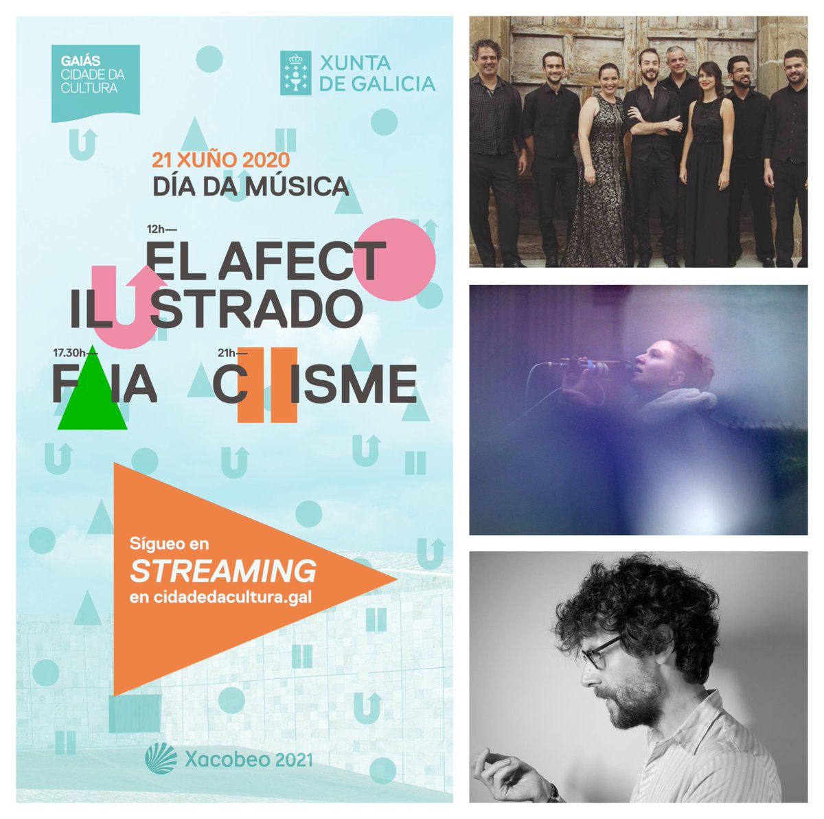 CidadedaCultura's tweet photo. 🎵Moi bo #DíadaMúsica🎵
Na @CidadedaCultura festexámolo cos concertos con público de @AfectoIlustrado (12h), #FAIA (17.30h) e #Chisme_@FerEpelde (21h)
As entradas están #esgotadas, pero non che vai impedir gozar deles. Sígueos por #streaming‼️
⏩https://t.co/IzD3gklJIy https://t.co/QH9VH7udgD