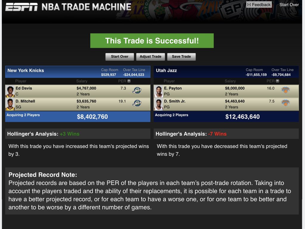 3BuckChuck35's tweet photo. Utah also gets the Knicks 2020 Late-1st, 2022-1st, and 2021-2nd round pick. https://t.co/olKT8cNdzK