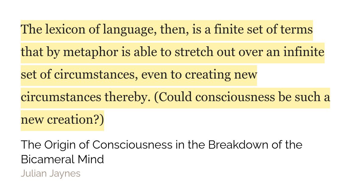 THE ORIGIN OF CONSCIOUSNESS IN THE BREAKDOWN OF THE BICAMERAL MIND.This showed me how audacious an idea can actually be. This reset my bar for a “big” idea and what constitutes the feeling of “beauty” in theory. It convinced me our consciousness evolves from metaphors. 8.5/10.