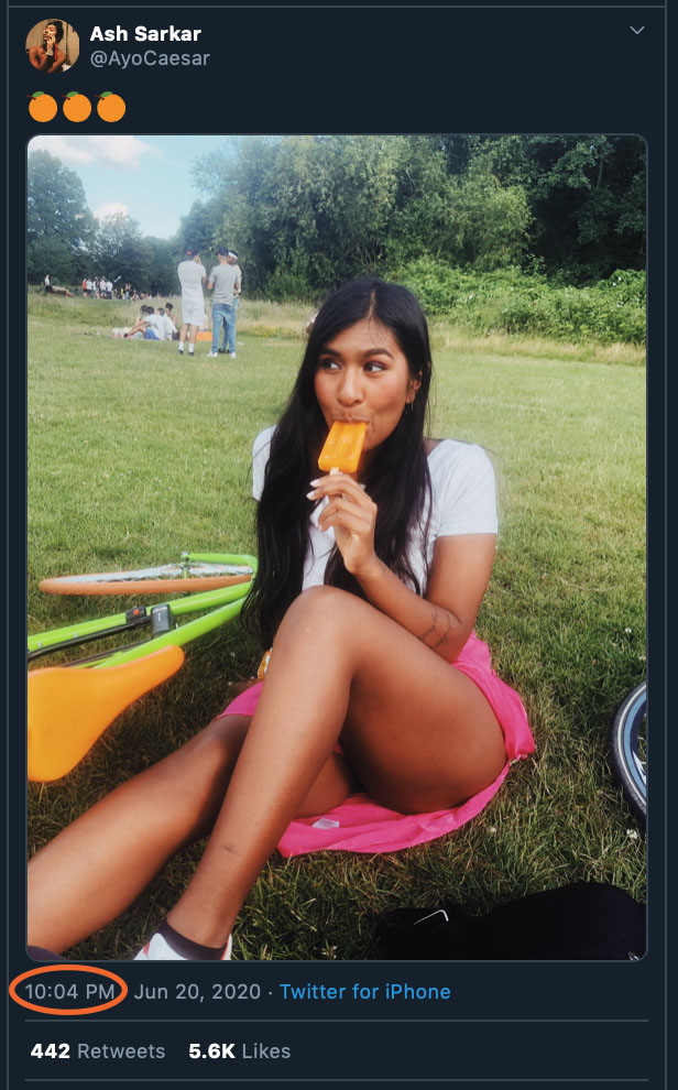 Ash Sarkar, left-wing MEDIA pundit and communist who is never off Sky News and the BBC, thought it was a GOOD IDEA to post this photo of her sucking on a lolly taken from earlier in the day in Hackney, at 10:04PM some one and a half hours AFTER news broke of the   #ReadingAttack.