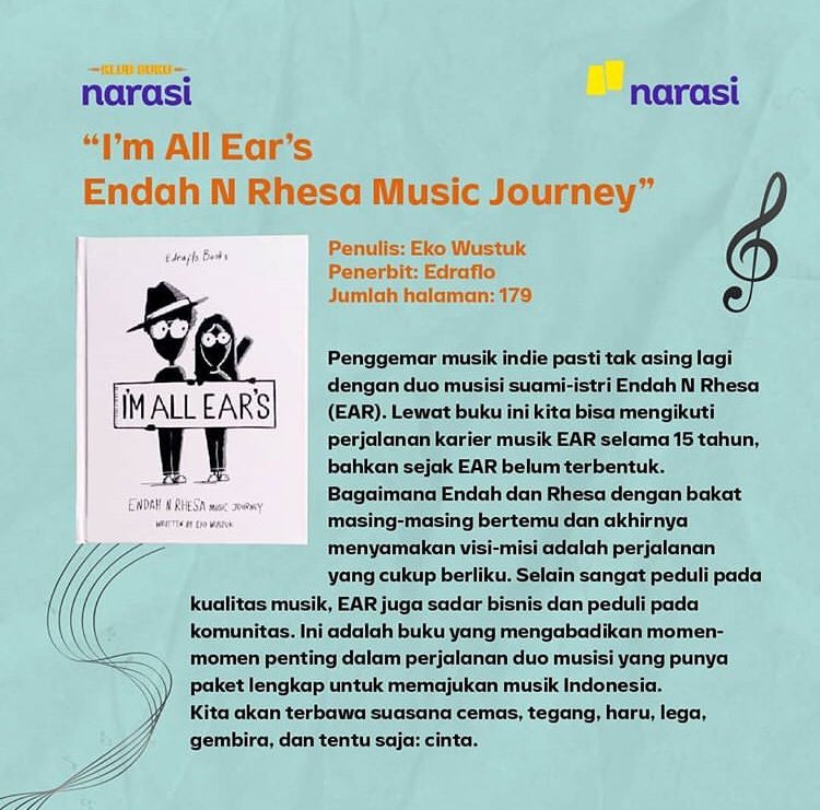 endahNrhesa's tweet photo. Terima kasih banyak #KlubBukuNarasi @narasitv atas ulasannya mengenai buku kami, “I’m All Ear’s” Kami sungguh tersanjung.. 🌹💙🙏 Terima kasih :)) #earBook #ImAllEars https://t.co/Sa6ZUnG7VT