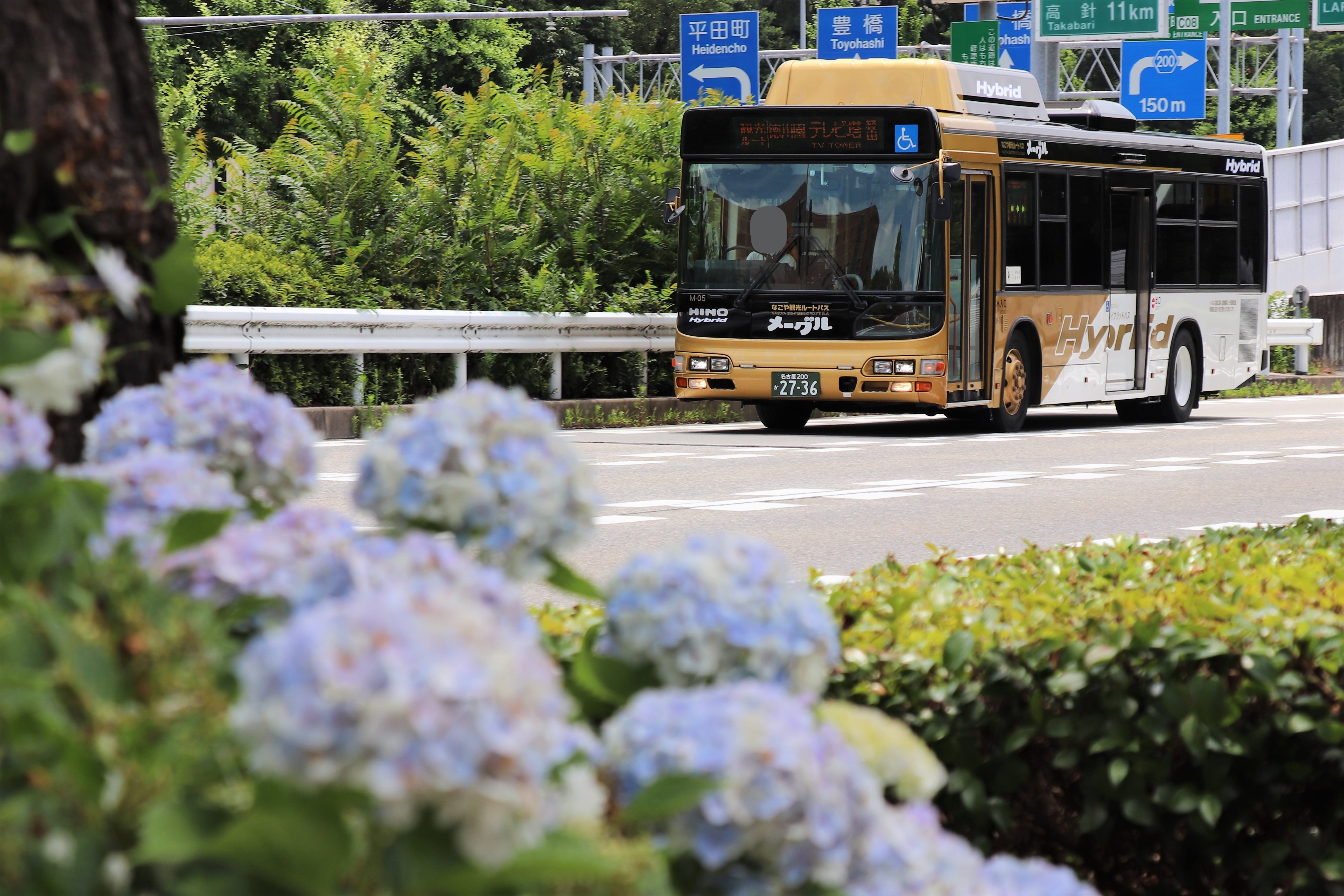 すぺささいる 6月21日 日 名古屋市営バス 名古屋市観光文化交流局 M 05 浄心 なごや観光ルートバス メーグル 名古屋駅行き バスコレ製品化されて話題のm 05 ラッピングが剥がれてから初撮影でした 沿線ではアジサイと 無理やり 絡めて撮影 久々に