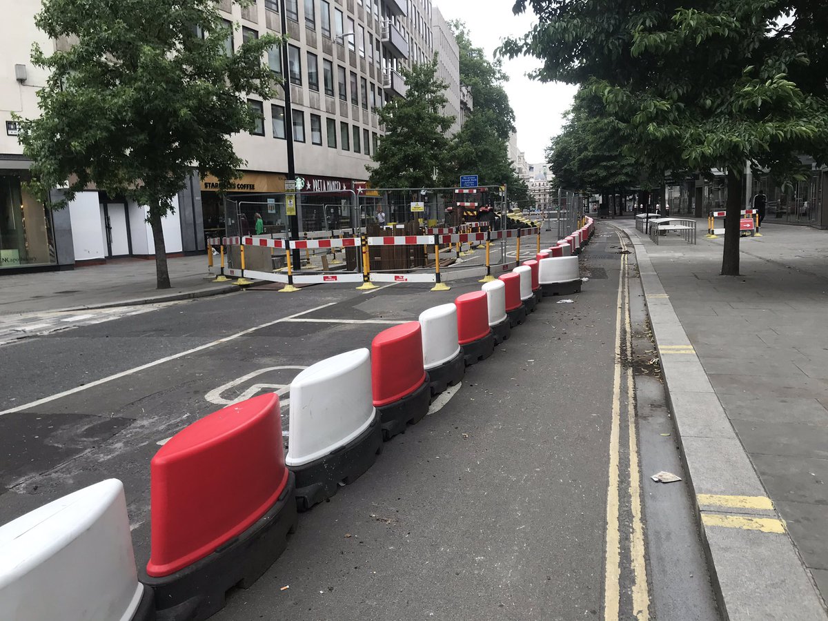 Cheapside has been closed for utility works, but in textbook  @MBCyclingTM fashion, access has been retained for pedestrians and cycles. As far as I understand, Cheapside will remain access-only even once the utility works are complete