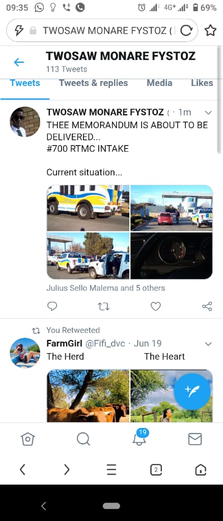 PSkoemer's tweet photo. #700intake..The movement is happing now at Dinel( RTMC)..We need the date for collage, it's been two years the RTMC postponing us.
@MbalulaFikile @Julius_S_Malema @MbuyiseniNdlozi @eNCA @SABCNews @News24 https://t.co/HeNu3vOqnA