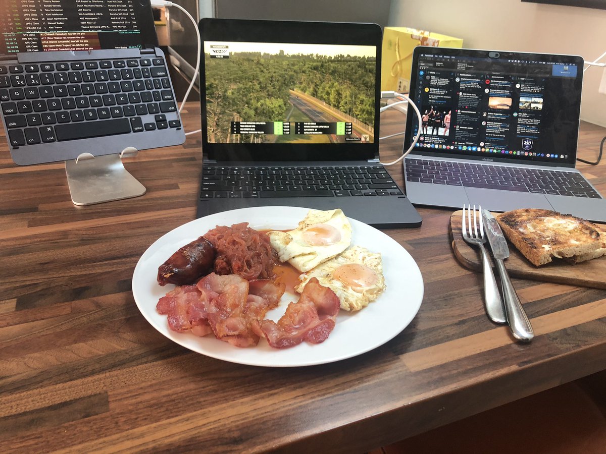 @2012ARA1 @radiolemans @specutainment @rcracing @MAVHH @ajmmuirhead Morning all! Time for breakfast! Bacon o’clock enjoying the race and looking forward to the last 6 hours with the team! #RSL24VCO