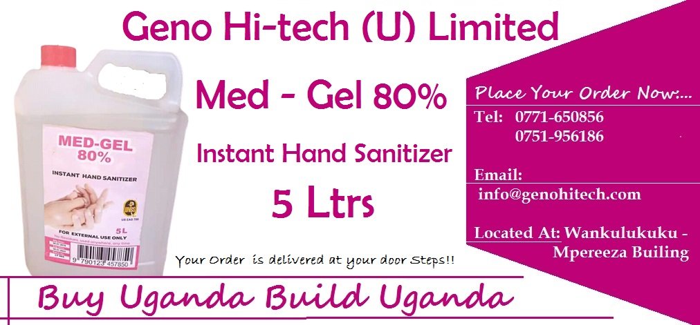HitechGeno's tweet photo. 5 Ltr Med - Gel 80%  Instant Hand Sanitizer.  Place your order Now..
@PerfecteventsUG @timothy_kadaga @agwere_cerah @Brian_Bryo @AyineBridget @KDeo12345 @sserwaddaderri5 @Cmpijja @FreddieSembatya @semambosamson @semperdiced https://t.co/zNavpxzFrN