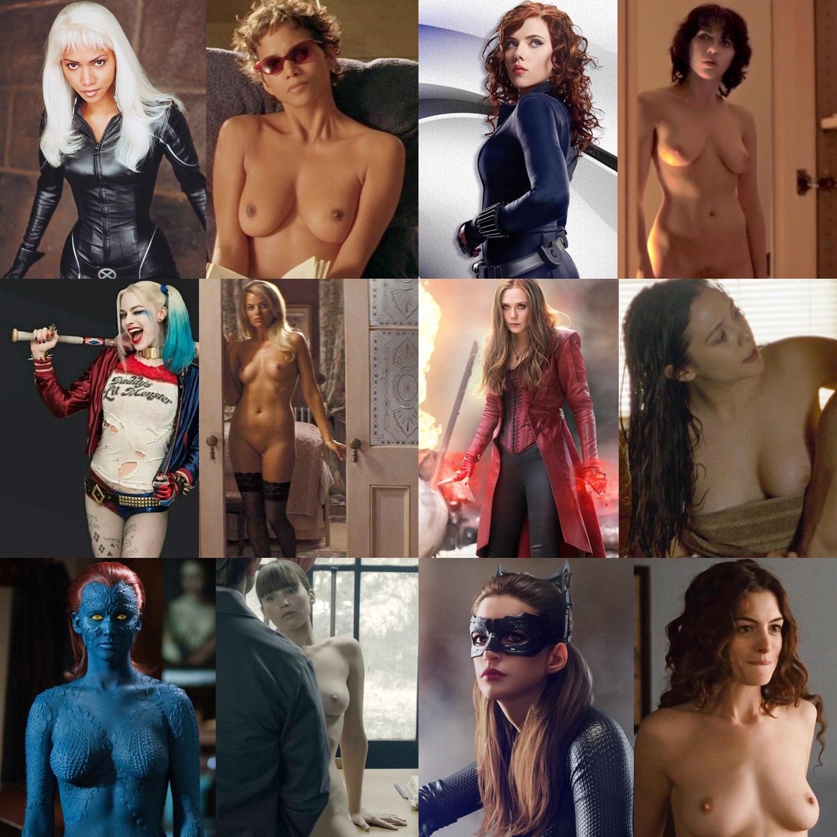 Celebsfever's tweet photo. If u find these superhero girls nude whom would u select? 🔥🤤

1) Halle Berry 
2) Scarlett Johansson
3) Margot Robbie
4) Elizabeth Olsen
5) Jennifer Lawrence 
6) Anne Hathaway https://t.co/jGCjjxNfBn