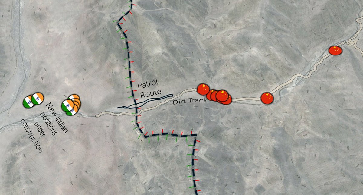 In response to these likely incursions, it appears that Indian forces have begun bolstering defences at Indian Gogra base (6Km from LAC) and also construction of a major permanent position near LAC to prevent future incursions that have been mentioned. Image Credit :  @Nrg8000