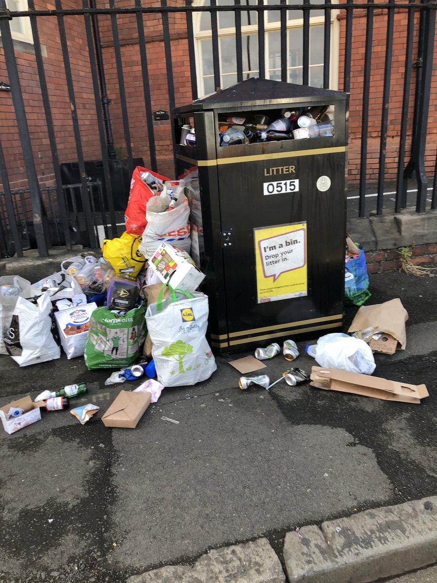 <a href="/NewcastleCC/">Newcastle City Council</a> 

Can you please help the Ouseburn out with waste collection today,  many bins over full on Maling Street, Ford  Street, Lime Street etc.  Thanks